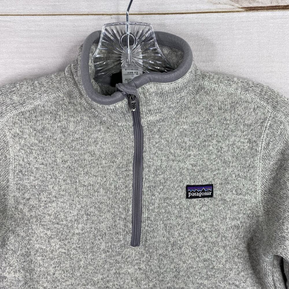 Patagonia Fleece Womens XS Gray Sweater Quarter Zip Custom Logo Pullover Knit - Picture 3 of 9
